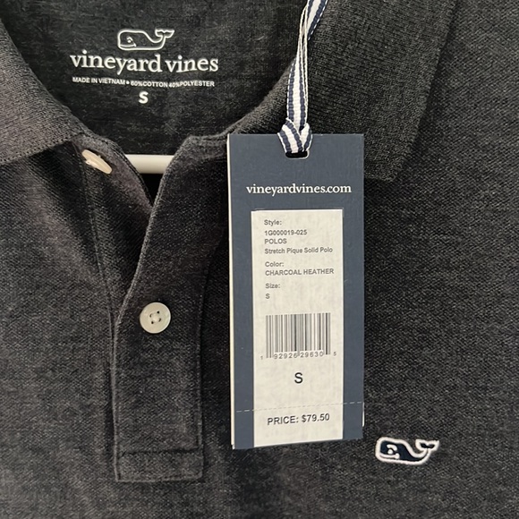vineyard vines Men’s Polo in Charcoal Heather - Picture 2 of 2